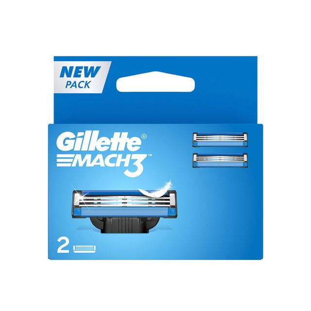 Gillette Mach 3 Shaving Razor Blades For Men (2 Cartridges) (2pc) & Nivea Men Active Clean Shower Gel (500ml) Combo