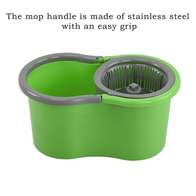 Kuber Industries Plastic Spin Mop Bucket | Floor Cleaner Mopping Set for Home & Office | Green