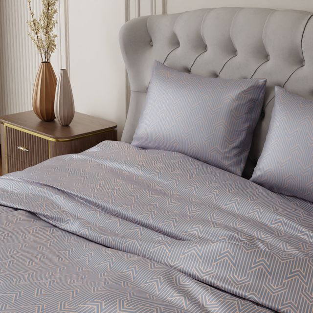 Stoa Paris Le Gris Mosaic Bedsheet Set - King Bed Sheet - Style 4