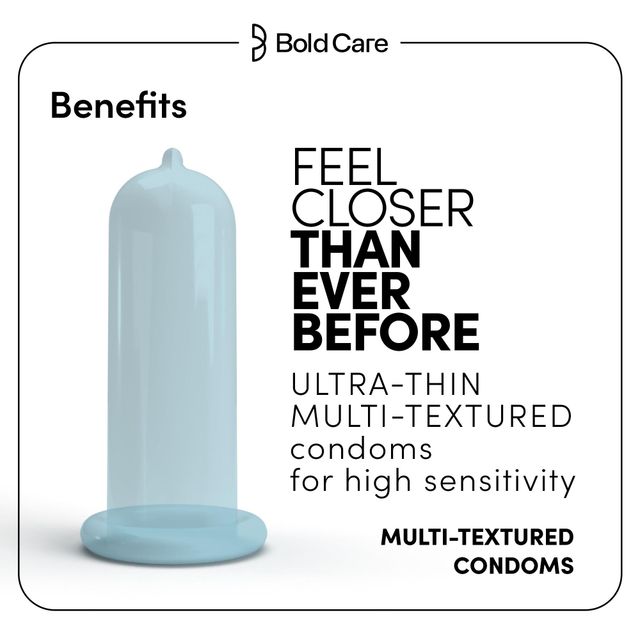 Bold Care Multi-Textured Condoms - Ribbed, Dotted, & Contoured