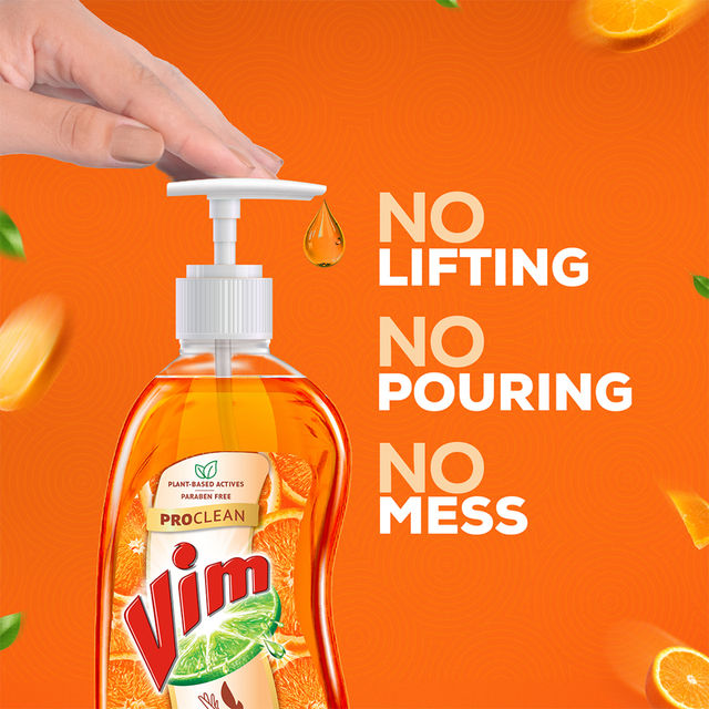 Vim Proclean 100% Plant-Based Actives Tangerine Freshness Dishwash Liquid