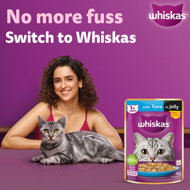 Whiskas Adult Tuna in Jelly Wet Cat Food, 80g, Pack of 3