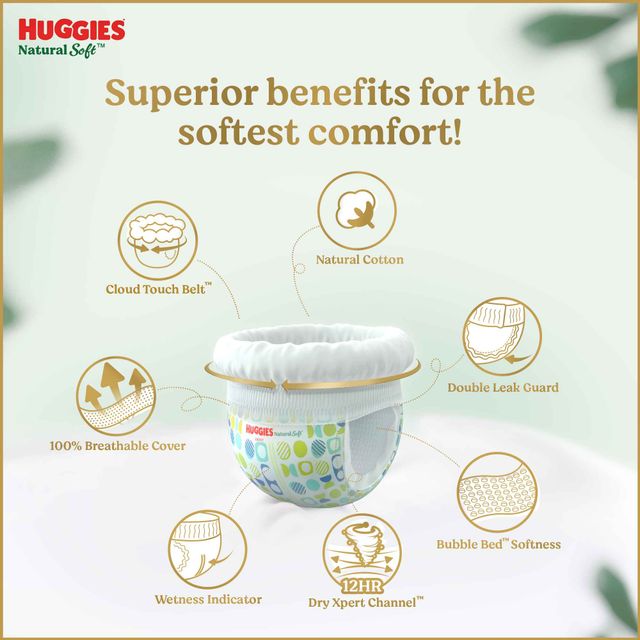 Huggies Natural Soft Premium Diaper Pant For Kids | S (4 - 8 kg)