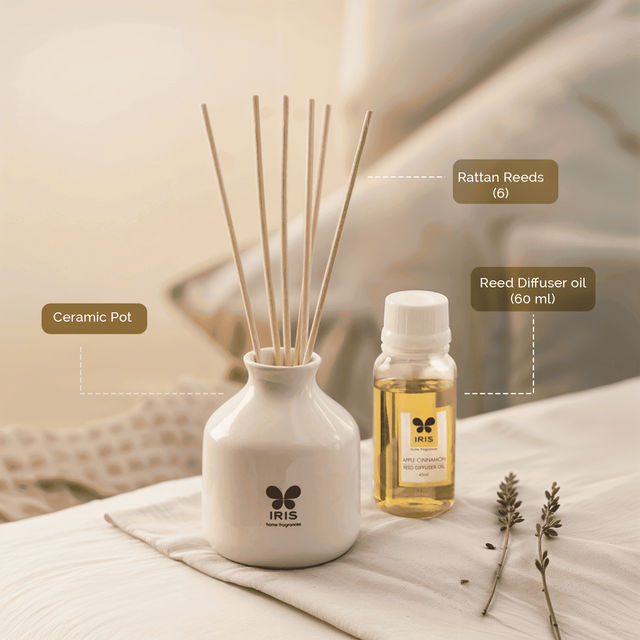 IRIS Apple Cinnamon Reed Diffuser Set | Reed Diffuser Gift Sets| Rakhi Gift for Brother & Sister