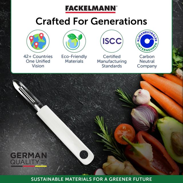 Fackelmann Stainless Steel Vegetable Peeler With Plastic Handle, 19Cm | Sharp Double-Slotted Blade