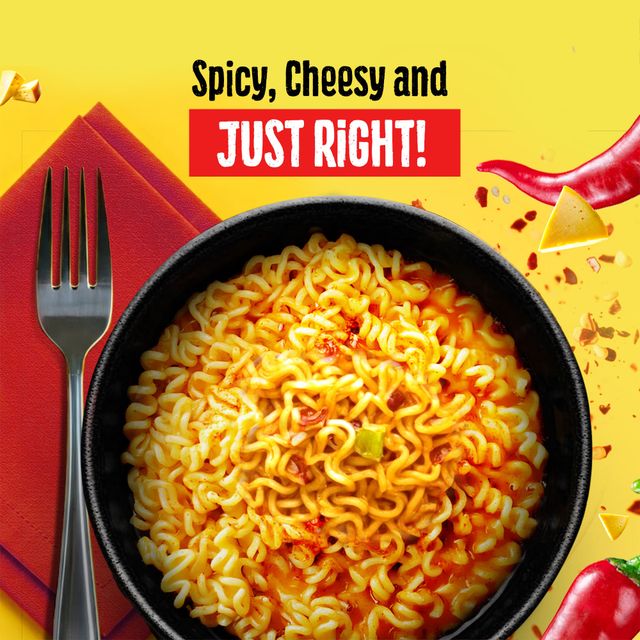 Maggi Spicy Cheesy Noodles | Instant Noodles | Yummy Cheese Meets Maggi Noodles | Pack Of 4 304 g Combo
