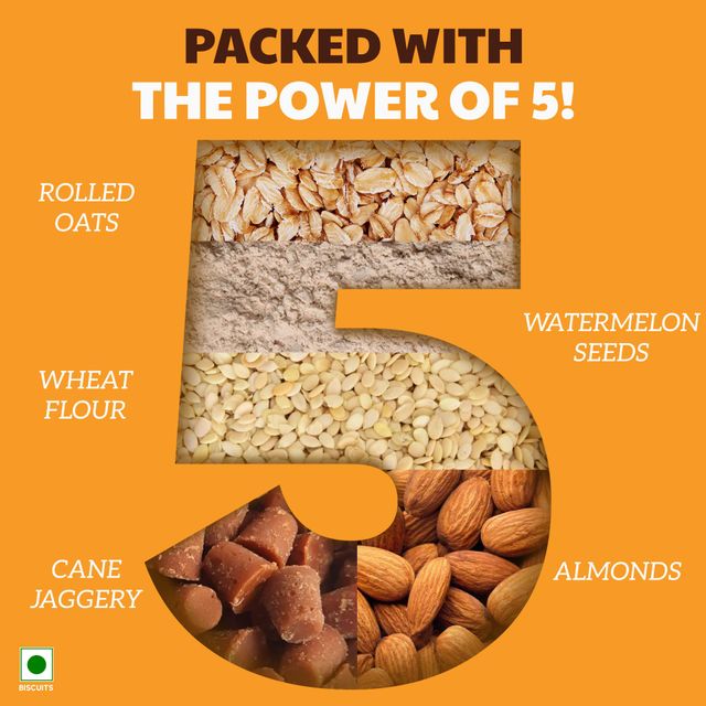 ITC Right Shift Jaggery Oats 0% Maida Cookies | 0% Refined Sugar | With Nuts and Seeds