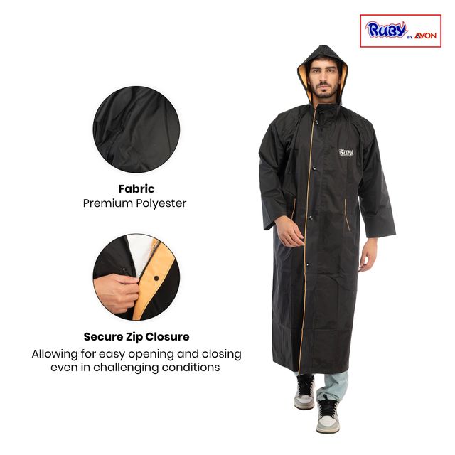 Fendo Ruby Oval Rain Coat for Men Adjustable Hood Bike Rain Jacket