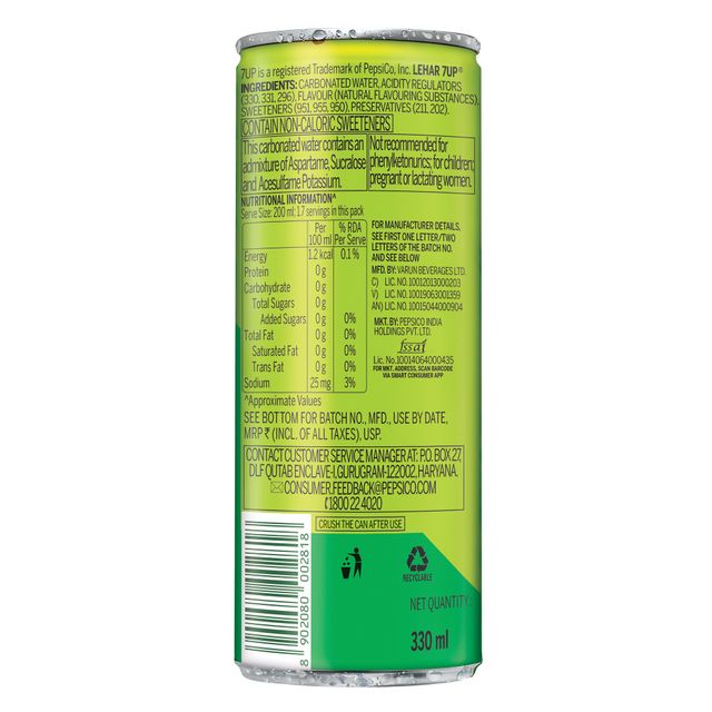 7Up Zero Sugar Soft Drink Can 330 ml Combo