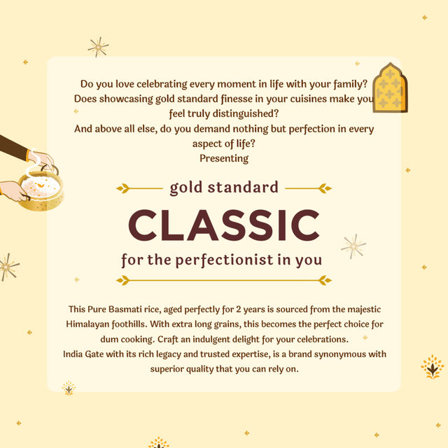India Gate Gold Standard Classic Basmati Rice | 2 Years Aged | Extra Long Grains 1 kg Combo