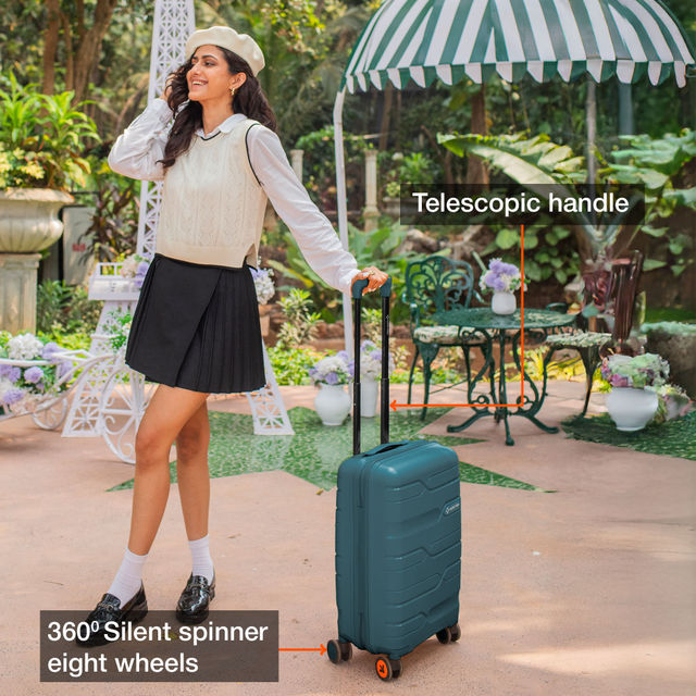 Nasher Miles Paris Cabin Hard-Sided Polypropylene Trolley Bag- 20 Inch - 55  cm- Dark Green