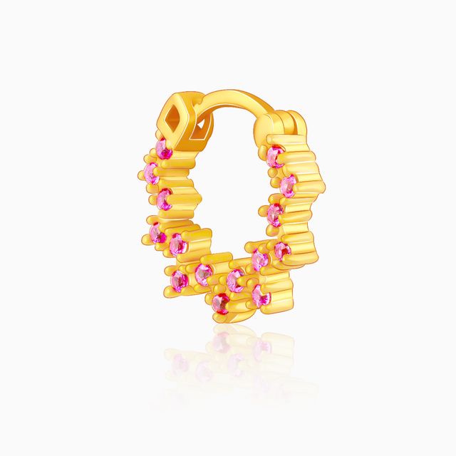 Giva Golden Zig-Zag Red Nose Ring