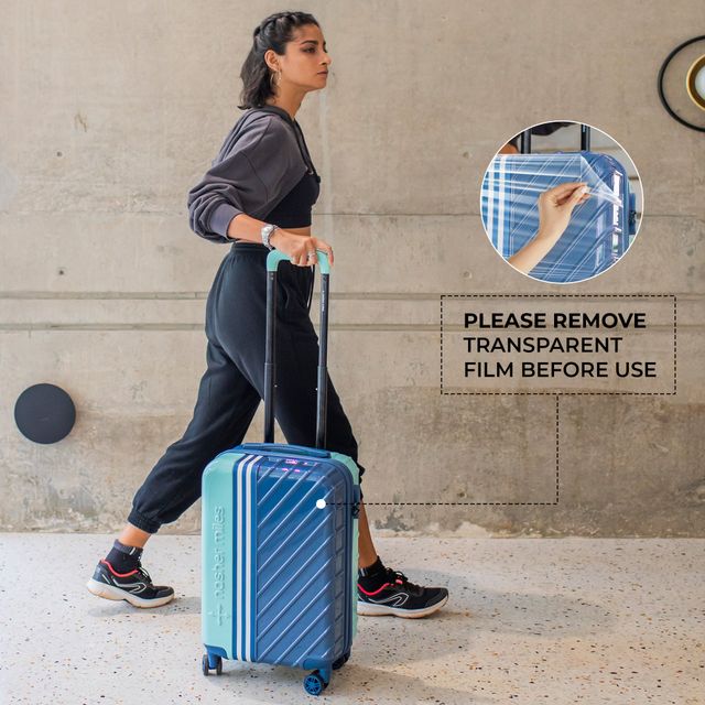 Nasher Miles Unisex Polycarbonate 44 L Hard Trolleys | Dark Blue and Teal - S