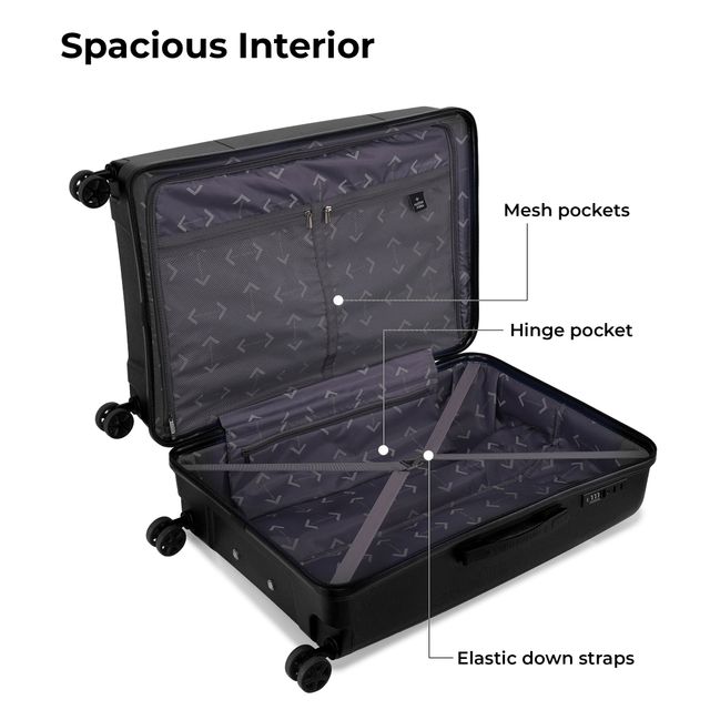 Nasher Miles Unisex Solid Polypropylene 67 L and 99 L Telescopic Trolley Bag | Black - M and L