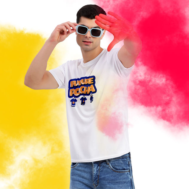 Freecultr Unisex Printed T-shirt Future Pocha | White | S