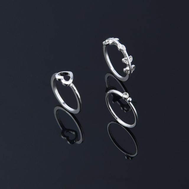 Accessorize London Women Heart Vine Rings Set Of Three Silver - M