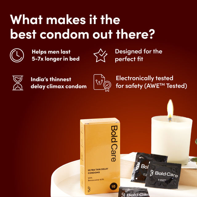 Bold Care Extend Delay Spray With Lidocaine 10%(20gms) & Bold Care Ultra Thin Delay Condoms With Benzocaine 4.5%(20gms) Combo