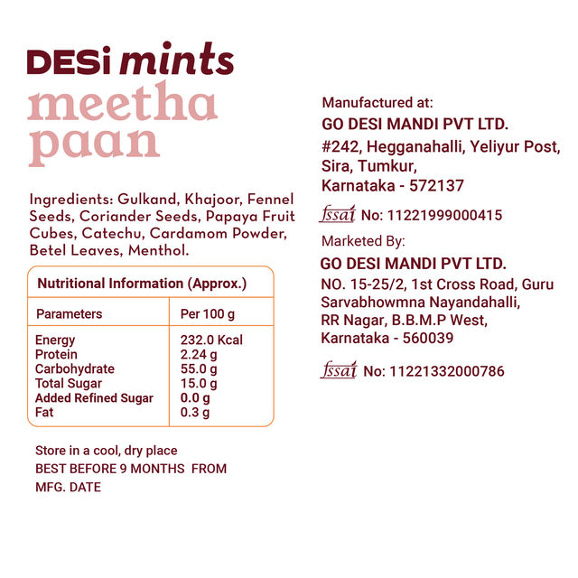 GO DESi Desi Mints Meetha Paan 90 g Combo