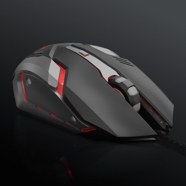 Zeb Transformer-M Gold-Plated USB Wired Mouse, 6 Buttons, Multi-Color LED High Res Sensor,3600 DPI, Black