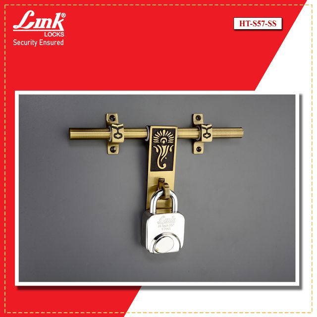 Link Stainless Steel Hi-Tech S-57mm Padlock with Hardened Shackle & 3 Brass Keys