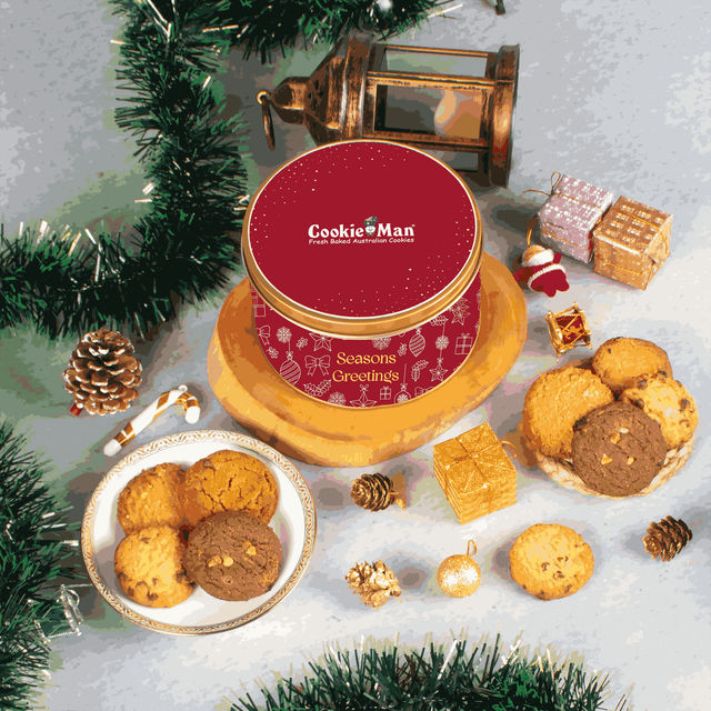 CookieMan Red Assorted Cookies Gift Tin 300 g Combo