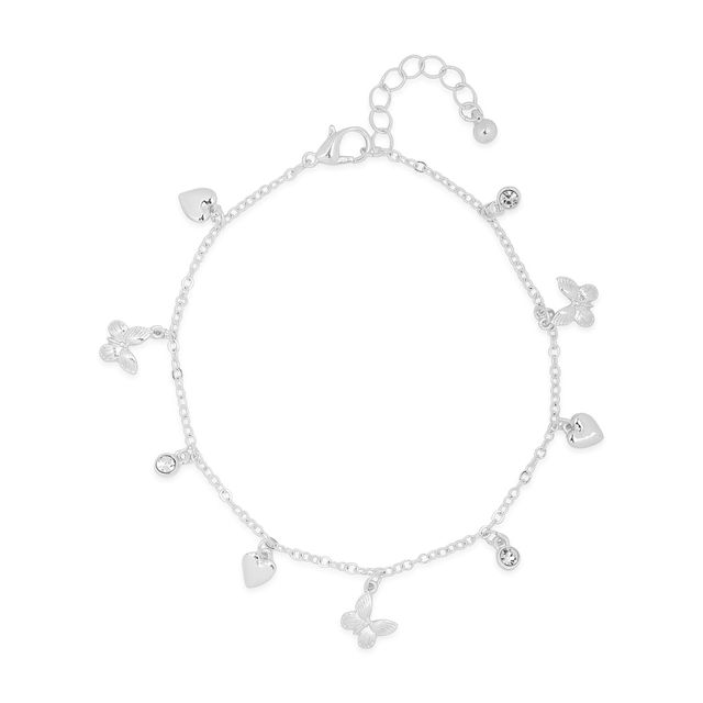 Accessorize London Women Silver Butterfly Charm Anklet