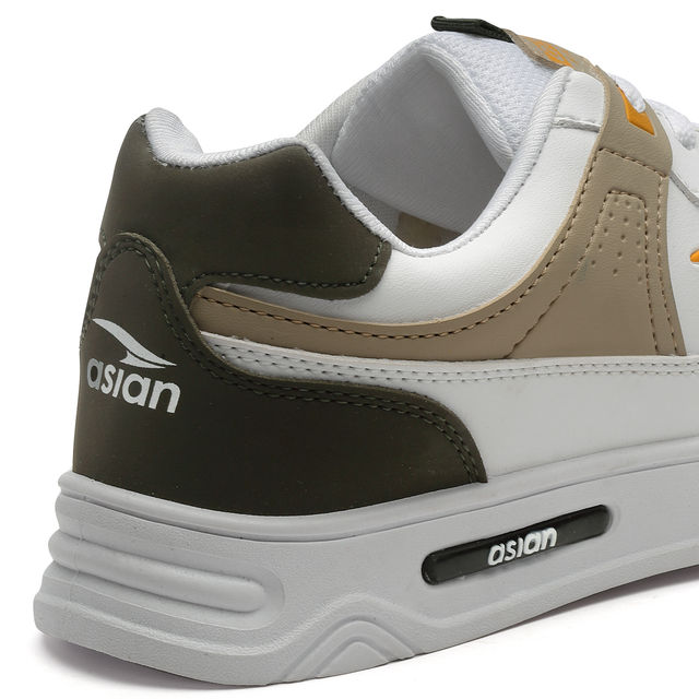 Asian Boston-01 Men Sneakers White-Mehandi-Beige (UK-10)