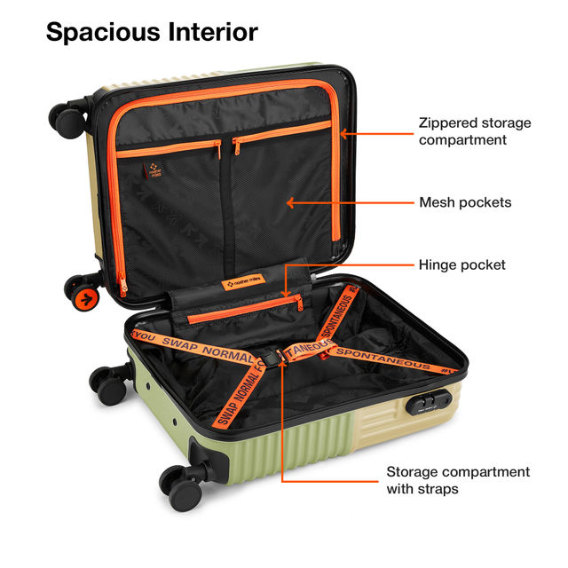 Nasher Miles Istanbul Cabin Hard-Sided ABS and PC Trolley Bag- 20 Inch - 55  cm- Green and Yellow