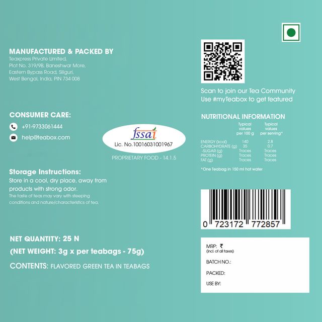 Teabox Detox Kahwa Darjeeling Green Tea Bags