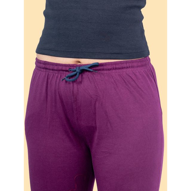 Kryptic Women's Cotton Solid Baggy Fit Flared Pyjama | Burgundy - S