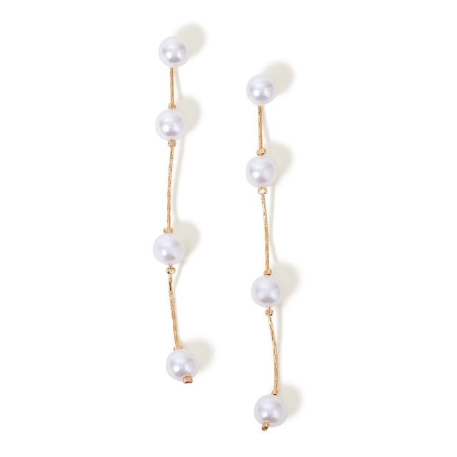 Accessorize London Women Pearl Station Long Drop Earring