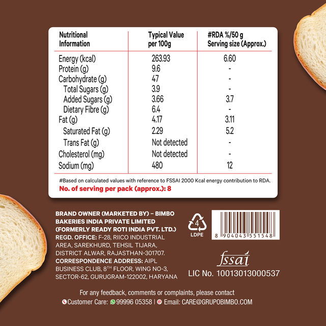 Modern 100% Whole Wheat Bread (Zero Maida, No Trans Fat) (400g) & Lettuce Green (100g) Combo