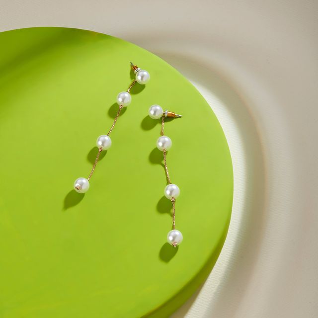 Accessorize London Women Pearl Station Long Drop Earring