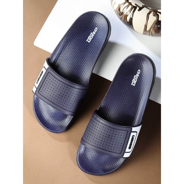 Asian Men's Slides | Slider-33 | Navy and White - UK 10