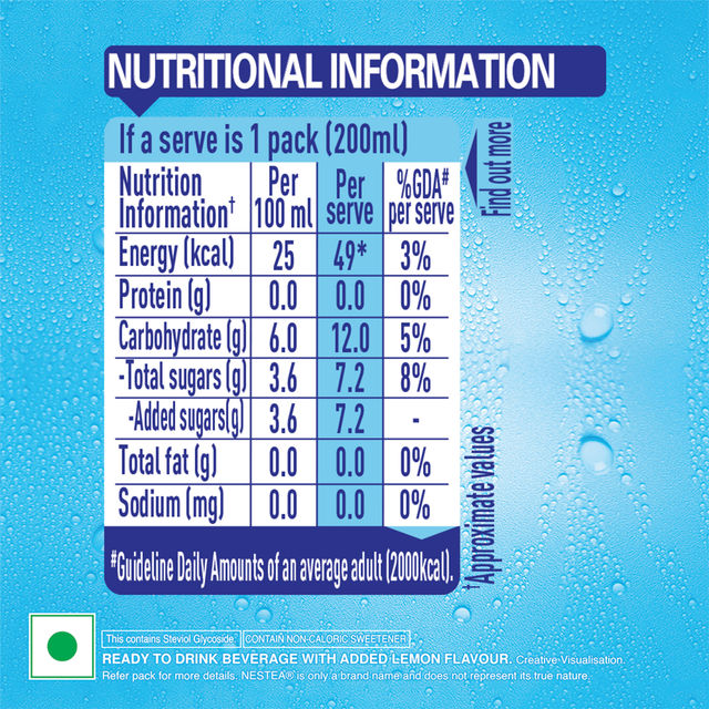 Nestea Lemon Iced Tea (Ready to Drink) - 49 Calories Only Tetra Pack 200 ml Combo
