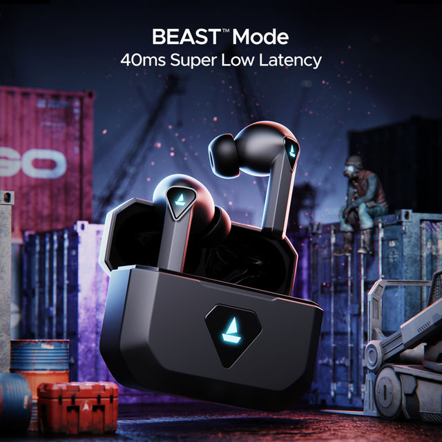 boAt Immortal 150 TWS Earbuds for Gaming w/ 40H Playtime, BEAST Mode & RGB LEDs (Black Sabre)