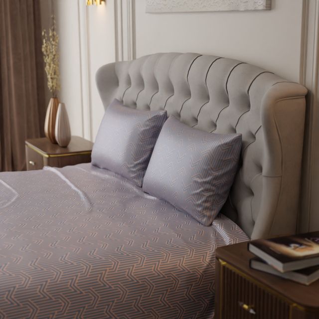 Stoa Paris Le Gris Mosaic Bedsheet Set - King Bed Sheet - Style 4