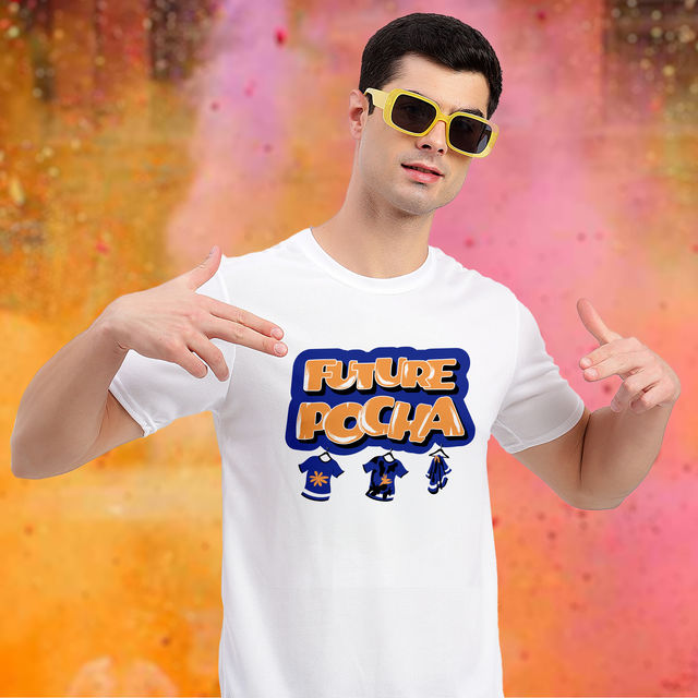 Freecultr Unisex Printed T-shirt Future Pocha | White | S