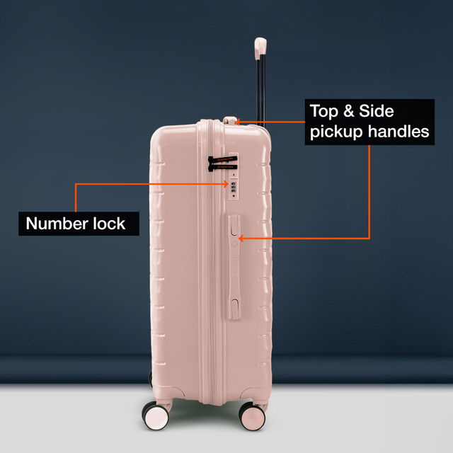 Nasher Miles Vienna Check-In Hard Sided Polypropylene 28 Inch|75 cm Trolley Bag - Peach
