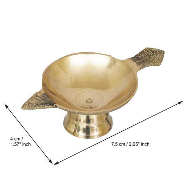 eCraftIndia Golden Decorative Brass Diya with Stand and Holder