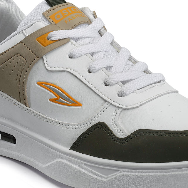 Asian Boston-01 Men Sneakers White-Mehandi-Beige (UK-10)