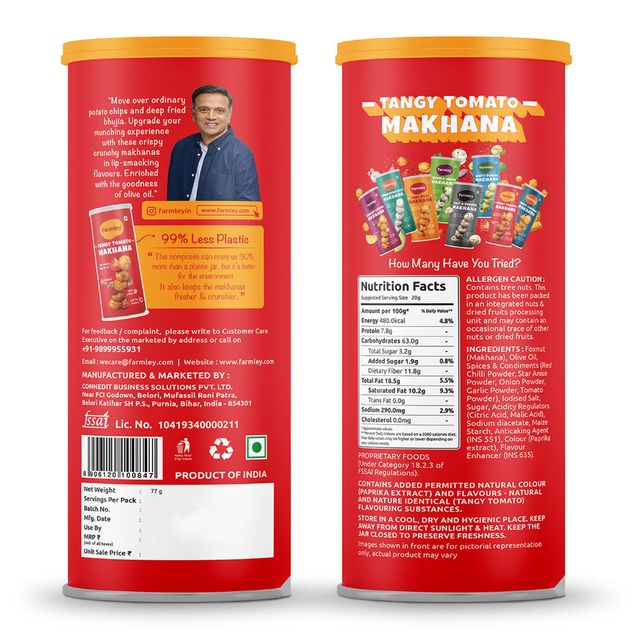 Farmley Tangy Tomato Makhana Roasted In Olive Oil 77 g Combo