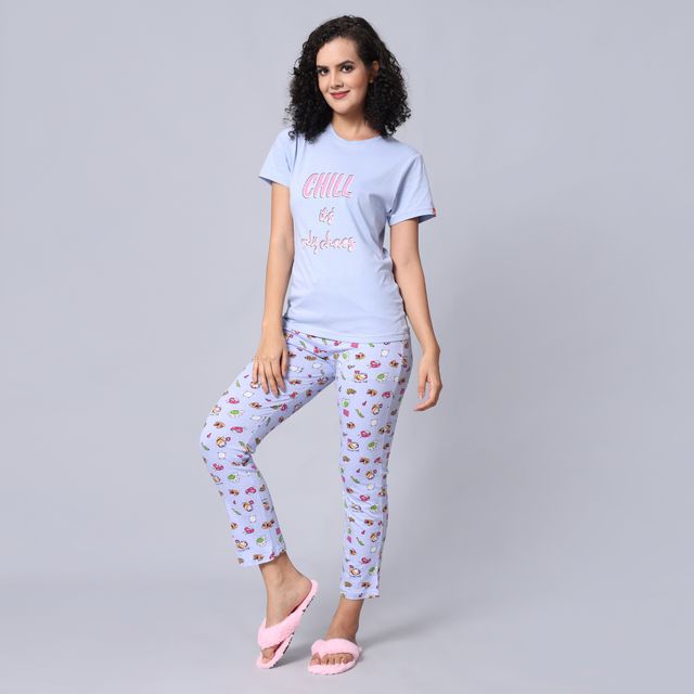 evolove Women's Pajama Set Lavender NPSKN1726LV-M