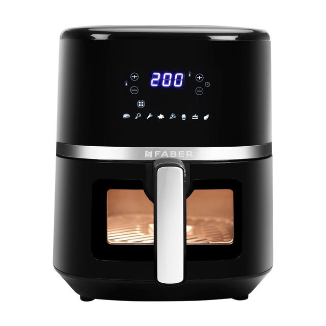 Faber 6L 1500W Digital Air Fryer | 360 Air Cooking, 8 Preset Menu, LED Display, View Window | Black