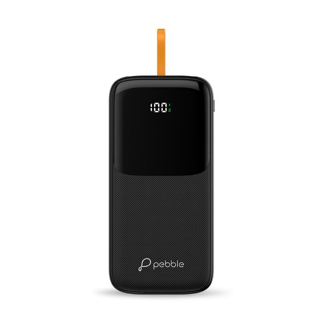 Pebble PB101 Rapid Electra10 10000mAh Powerbank with Inbuilt Cable - Black