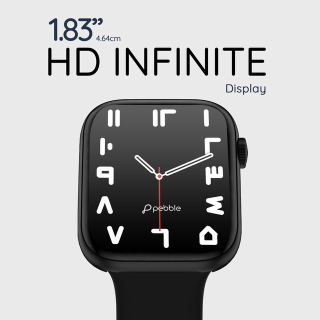 Pebble Activ Smartwatch with Bluetooth Calling | 1.83"  Display | Heart Rate Monitor - Black