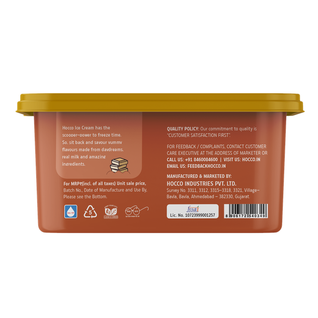 Hocco Golden Chocolate Ice Cream Tub 750 ml Combo