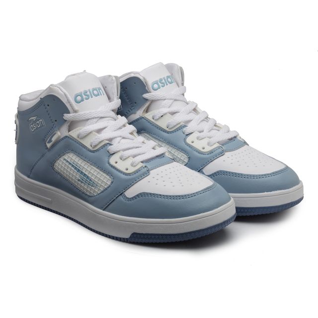 Asian Men's Hightop Sneakers | Carnival-01 | Slate White - UK 6