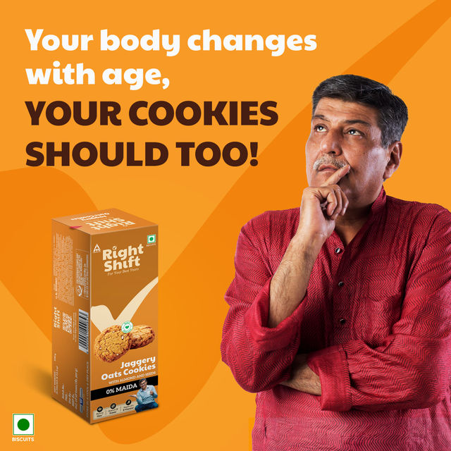 ITC Right Shift Jaggery Oats 0% Maida Cookies | 0% Refined Sugar | With Nuts and Seeds