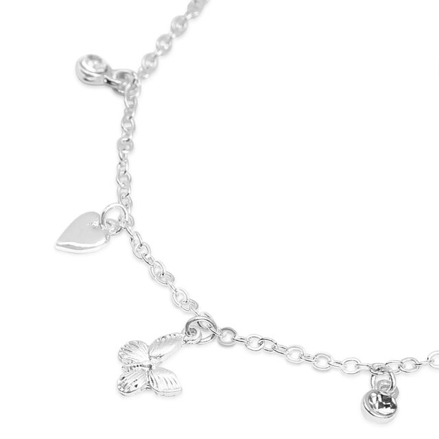 Accessorize London Women Silver Butterfly Charm Anklet